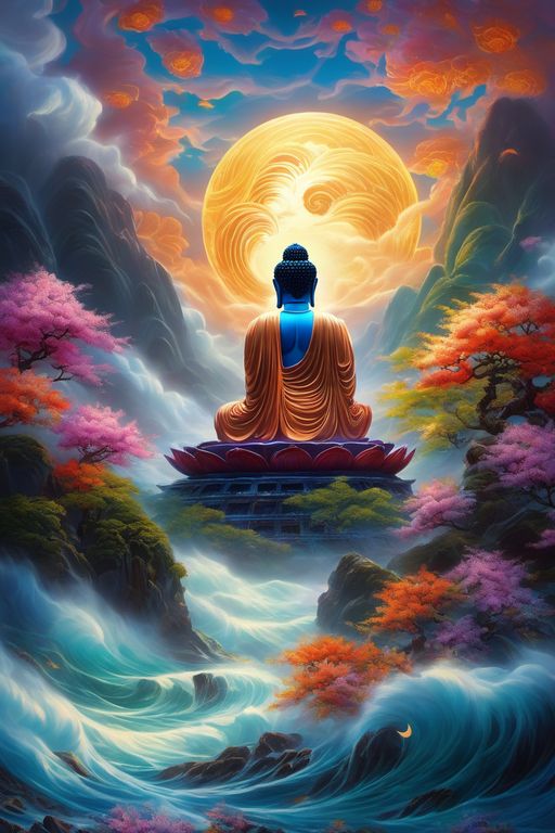 Kit Diamond Painting Bouddha Lotus 30x40 Cm - Peinture Aux Diamants 5D Complète Pour Adultes, Décoration Murale