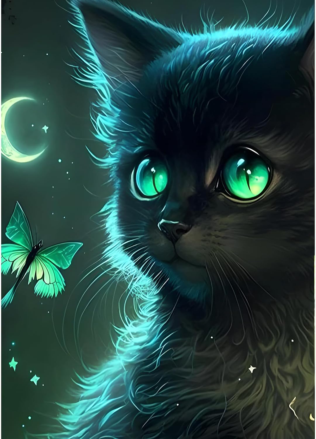 Chat noir aux yeux verts
