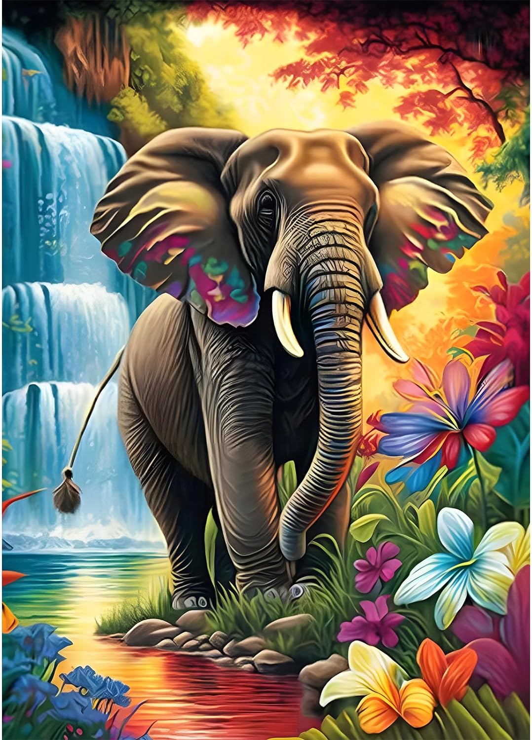 Éléphant Parmi les Fleurs