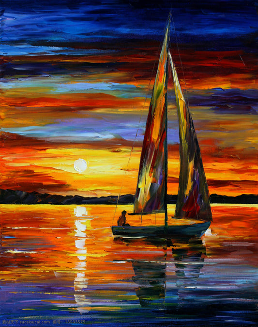 Bateau à voile et coucher de soleil