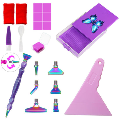 Ensemble d'outils avec plateau rabattable et stylo diamant