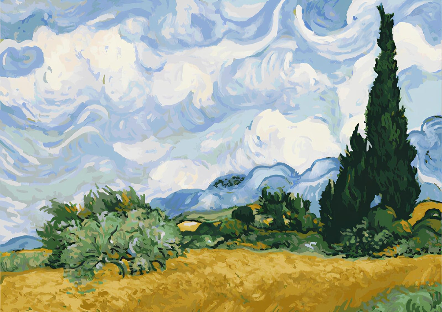 Wheat Field with Cypresses